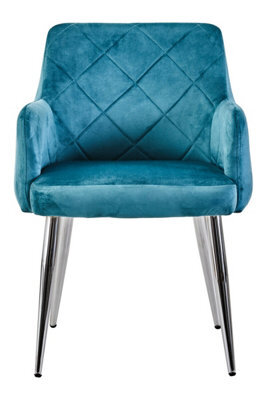 Orsina Light Blue Splayed Dining Chair, Versatile Livingroom Chair, Velvet Upholstered Chair, Decorative Chair - image 1