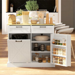 Sideboard With Trash Bin Farmhouse Kitchen Sideboard With 2 Drawers - thumbnail 5
