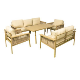Shatchi Garden Sofa Set 7 Seater - Aluminium Rattan Garden Furniture With Table & Cushions, Outdoor Patio Set Uk - thumbnail 1