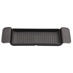 Black Bath Rack Extendable Over Bathtub Rack Plastic Shelf Wine Soap Holder Caddy Tray - thumbnail 1