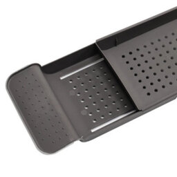 Black Bath Rack Extendable Over Bathtub Rack Plastic Shelf Wine Soap Holder Caddy Tray - thumbnail 6