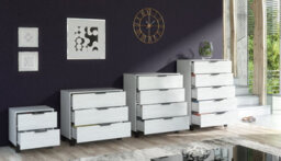 Furneo Modern White 5 Drawer Chest Of Drawers Cabinet Storage Pine Effect Cozy 05 - thumbnail 6