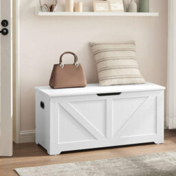 Storage Cabinet, Farmhouse Style Shoe Bench, Blanket Holder, For Hallway, Bedroom, Living Room, Cloud White