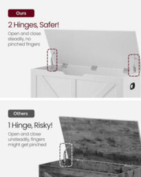 Songmics Storage Cabinet, Farmhouse Style Shoe Bench, Blanket Holder, For Hallway, Bedroom, Living Room, Cloud White - thumbnail 4