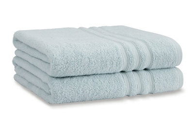 Catherine Lansfield Bathroom Zero Twist 500 Gsm Soft & Absorbent Cotton Bath Sheet Pair Duck Egg Blue - image 1