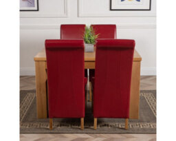 That's Furniture Dakota 127 X 82 Cm Chunky Oak Small Dining Table And 4 Chairs Dining Set With Montana Burgundy Leather Chairs - thumbnail 2