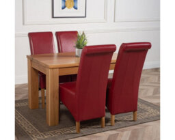 That's Furniture Dakota 127 X 82 Cm Chunky Oak Small Dining Table And 4 Chairs Dining Set With Montana Burgundy Leather Chairs - thumbnail 3