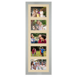 AK Frames 26X8 Light Grey Modern Multi Photo Frame With Ivory Mount - Holds 5 Apertures (5X) 6X4 Photos - thumbnail 1