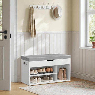 Storage Bench, Padded Seat With Concealed Shoe Organization, Cloud White - image 1