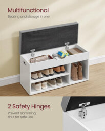 Storage Bench, Padded Seat With Concealed Shoe Organization, Cloud White - thumbnail 3