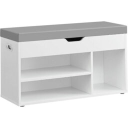 Storage Bench, Padded Seat With Concealed Shoe Organization, Cloud White - thumbnail 6