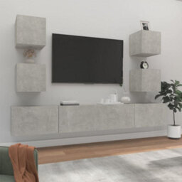 Berkfield 6 Piece Tv Cabinet Set Concrete Grey Engineered Wood - thumbnail 1