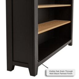 The Furniture Market Cheshire Black Painted Oak Wide Low Bookcase - thumbnail 7