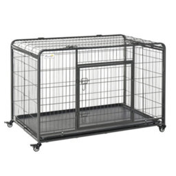 Pawhut 81X125Cm Metal Dog Cage Kennel W/ Locking Door & Wheels Extra Large Pets - thumbnail 2