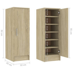 Berkfield Durable Shoe Cabinet Sonoma Oak 32X35X92 Cm Engineered Wood - thumbnail 9