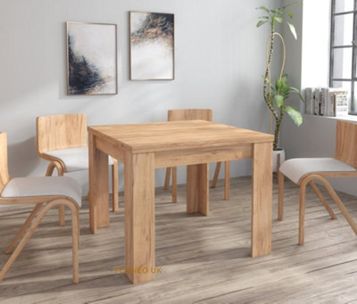 Furneo Modern Dining Table Only Extendable 90-180Cm Oak Effect Golden 01 - image 1