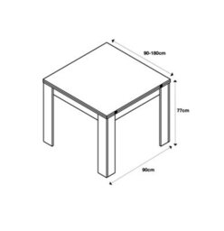 Furneo Modern Dining Table Only Extendable 90-180Cm Oak Effect Golden 01 - thumbnail 3