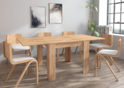 Furneo Modern Dining Table Only Extendable 90-180Cm Oak Effect Golden 01 - thumbnail 2