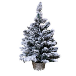 Samuel Alexander 2Ft (60Cm) Battery Operated Snow Flocked Mini Christmas Tree In Silver Pot With Warm White Leds - thumbnail 7