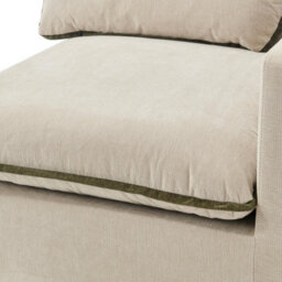 Furniturebox Uk Echo Cream & Green Trim Linen-Look Fabric 2 Seater Modular Sofa - thumbnail 3