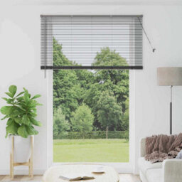 Berkfield Window Blind With Curtains Manual Dark Grey Aluminium - thumbnail 1