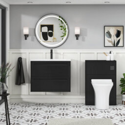 Royal Bathrooms Elmore 700mm Traditional Wall Hung 2 Drawer Bathroom Vanity Unit With Matt Stone Basin Sink - Matt Nocturne Black - thumbnail 4