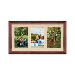 AK Frames 40X20Cm Rose Wood Classic Multi Photo Frame With Ivory Mount - Holds 3 Apertures (3X) 6X4 Photos - thumbnail 1