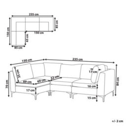 Beliani Modular Corner Sofa 4 Seater Evja Velvet Navy Blue Right Hand - thumbnail 3