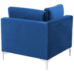 Beliani Modular Corner Sofa 4 Seater Evja Velvet Navy Blue Right Hand - thumbnail 8
