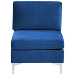 Beliani Modular Corner Sofa 4 Seater Evja Velvet Navy Blue Right Hand - thumbnail 9