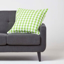 Homescapes Green Block Check Cotton Gingham Cushion Cover, 60 X 60 Cm - thumbnail 2