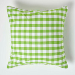 Homescapes Green Block Check Cotton Gingham Cushion Cover, 60 X 60 Cm - thumbnail 1