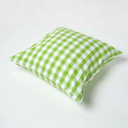 Homescapes Green Block Check Cotton Gingham Cushion Cover, 60 X 60 Cm - thumbnail 4
