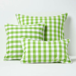 Homescapes Green Block Check Cotton Gingham Cushion Cover, 60 X 60 Cm - thumbnail 5