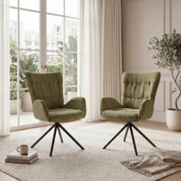 Sonara Modern Swivel Accent Chair Stylish Upholstered Seat Set Of 2 - thumbnail 2