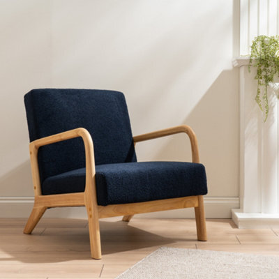 Scottish Everlastings Ltd. Scottish Everlastings Navy Boucle Chair (Curved Arms) - image 1