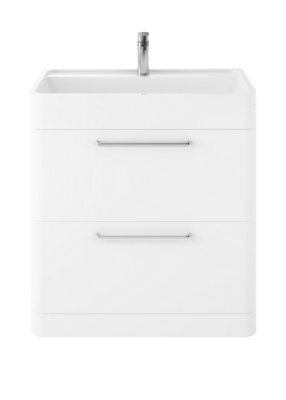 Hudson Reed Solar Floor Standing 2-Drawer Vanity Unit, Elegant Vanity Unit In Bathroom With Soft Close Drawers, Pure White - image 1
