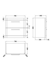 Hudson Reed Solar Floor Standing 2-Drawer Vanity Unit, Elegant Vanity Unit In Bathroom With Soft Close Drawers, Pure White - thumbnail 2