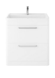 Hudson Reed Solar Floor Standing 2-Drawer Vanity Unit, Elegant Vanity Unit In Bathroom With Soft Close Drawers, Pure White - thumbnail 1