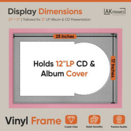 "AK Frames 25X17"" Pink Modern Vinyl Record Frame With Silver Mount For 12 Inch Lp Cover & Disc - Overlapped Design" - thumbnail 2