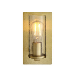 Luminosa Lighting Luminosa Palermo Wall Lamp Hammered Brass Plate, Textured Clear Glass - thumbnail 1