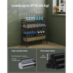 4-Tier Shoe Organizer, Metal Shoe Shelf With Hooks, Adjustable Shoe Rack For Hallway, Closet Or Entryway, Ink Black - thumbnail 4