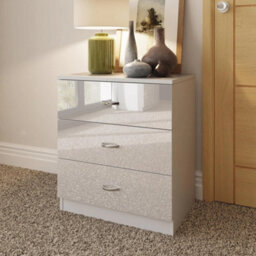 High Gloss 3 Drawer Bedside Chest Modern Bedroom Unit - thumbnail 1