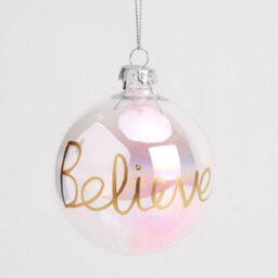 Widdop Set Of 4 Iridescent Hanging Glass Baubles - Pink Feather - thumbnail 2