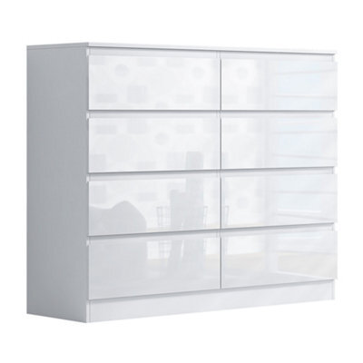 Eco Living Carlton Gloss White Chest Of Drawers 8 Drawer Cabinet - image 1