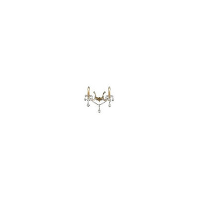 Ideal Lux Florian  2 Light Indoor Candle Wall Light Gold With Clear Glass And Crystals, E14 - image 1