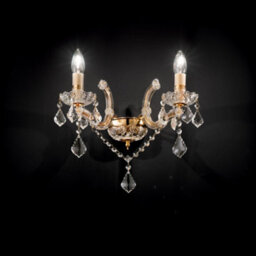 Ideal Lux Florian  2 Light Indoor Candle Wall Light Gold With Clear Glass And Crystals, E14 - thumbnail 2