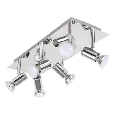 Valuelights Consul Modern Rectangular Silver Chrome 6 Way Adjustable Gu10 Ceiling Spotlight - image 1