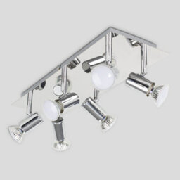 Valuelights Consul Modern Rectangular Silver Chrome 6 Way Adjustable Gu10 Ceiling Spotlight - thumbnail 4