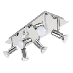 Valuelights Consul Modern Rectangular Silver Chrome 6 Way Adjustable Gu10 Ceiling Spotlight - thumbnail 1